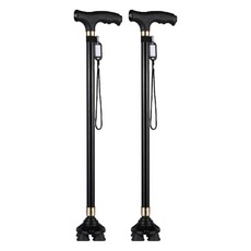 비케이라인 미끄럼 방지 네발 지팡이, 블랙, 2개
