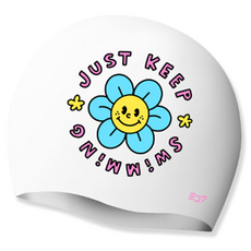 SD7 笑臉花紫色矽膠泳帽SGL-CA319, 白色