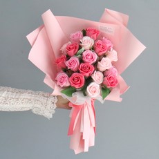MORIANN 肥皂玫瑰花束 20朵+提袋, 粉色的