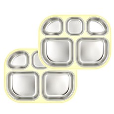 孩童不鏽鋼餐盤, 黃色, 單品