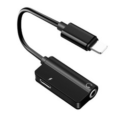 Hensen 8-pin 轉 3.5mm 8-pin 耳機 2合1 充電耳機轉換器 方形, 1個, 3.8cm, 黑色