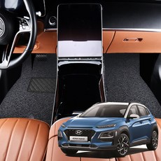 지엠지모터스 프리미엄 코일 카매트 확장형 자동차 매트 세트, 프리미엄 블랙, 코나 하이브리드