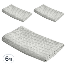 吸水力佳華夫格超細纖維廚房抹布 淺灰色, 6個