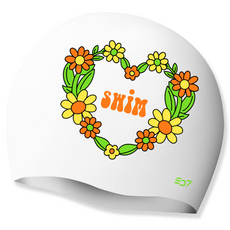 SD7 復古花心橙矽膠泳帽SGL-CA317, 白色