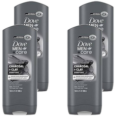 Dove 多芬 Man + Care 竹炭 + 泥土淨化身體 + 臉部磨砂膏 400ml, 4瓶