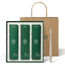TITARD 含氟清新口氣牙膏100g*3支+牙刷套組+購物袋, 1套