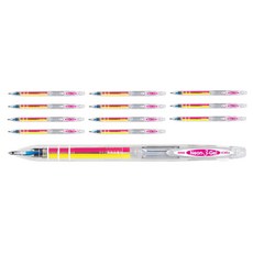JAVAPEN 霓虹3色凝膠多色筆 0.5mm, 粉紅色 + 黃色 + 天藍色, 12入