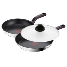 테팔 트렌디쿡 인덕션 프라이팬 3종 세트, 프라이팬 24cm + 28cm + 유리뚜껑 28cm, 1세트