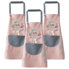 日系防潑水可擦手圍裙，防水防油耐刮耐磨，大容量口袋設計, 粉色, 3件
