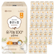 좋은느낌 유기농 100% 순면커버 팬티라이너, 롱, 36개입, 30개