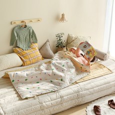 PRIELLE Kuma純棉午睡被全套組 分離式, 黃色