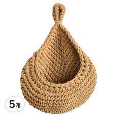 벽걸이 면로프 라탄 바구니, 브라운, 5개