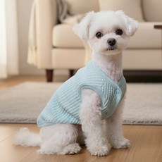 petit dog 寵物柔軟針織背心 DWV024, 藍色, 1個