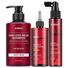KUNDAL 昆黛爾 白麝香健髮洗髮乳+水潤護髮液+養髮液組, 1組