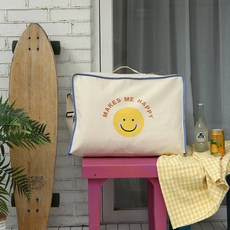 PRIELLE 微笑印花午睡被收納袋, 象牙白