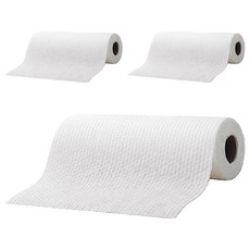 乾濕兩用懶人抹布 - 白色, 木漿+PP材質, 25x25 公分, 50張/卷, 1入, 3捲