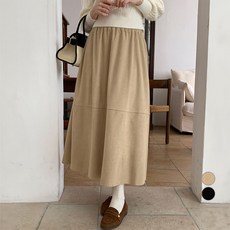 afinar 女款全鬆緊腰傘襬燈芯絨長裙