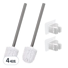 Musikine 一刷即淨不鏽鋼馬桶刷 + 掛鉤架組合, 白色, 4套