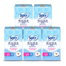 SOFY 蘇菲 Body Fit棉質護墊, 40片, 5包, 日用型