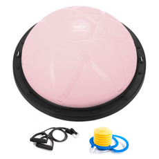 INNOI 高級款半圓平衡球 + 側邊拉力帶2入 + 空氣幫浦 + 氣塞, 粉紅色