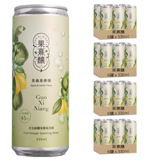 果熹釀 古法純釀果醋氣泡飲組 雙口味(蔓越莓藍莓 + 青蘋果檸檬), 330ml, 24罐