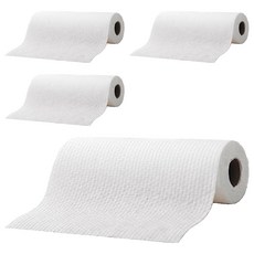 乾濕兩用懶人抹布 - 白色, 木漿+PP材質, 25x25 公分, 50張/卷, 1入, 4捲