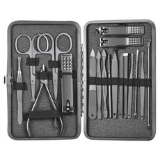 SC優選 指甲刀套裝 修甲美甲工具全套 18件套, 全黑色, 1組