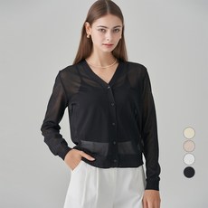 afinar V領長袖透膚開襟衫