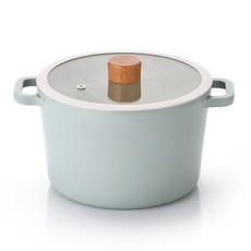 電磁爐適用Colo系列陶瓷塗層雙耳湯鍋, 22cm, 薄荷綠色