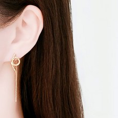 노이드비 여성용 전체순은 925실버 꼬임버튼 체인 클러치 연결 롱드롭 귀걸이