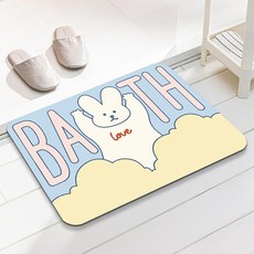 Musikine 乾爽可水洗硅藻土腳踏墊 60 x 40 cm, 1個, A開心兔兔夢