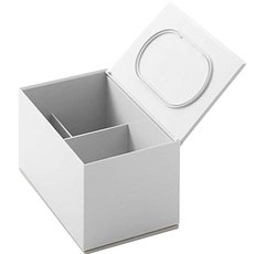 Yamazaki Tower Veil棉花化妝棉棒收納盒, 白色的, 1個