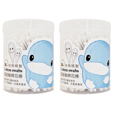 KU.KU Duckbill 酷咕鴨 細紙軸棉花棒, 優質棉 台灣製造 觸感舒適 無染色 無螢光劑, 200支, 2罐