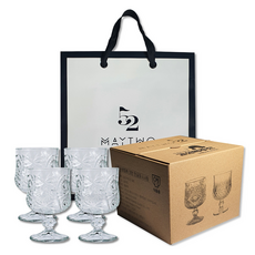 메이투 홈카페 유리 맥주잔 C타입 180ml 4p + 선물용 박스 + 쇼핑백 세트, 1세트