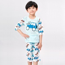 Kids Line 男款汽車印花長袖T恤+7分褲套裝