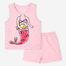 유니프랜드 여아용 통기성 인어공주 싱글 슬럽 민소매내의 상하세트