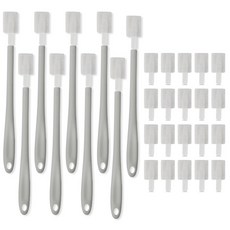 Serentic 一次性馬桶縫隙角落鍵盤刷 加長版 10p + 替換刷頭 20p 組, 1套, 灰色(刷子)