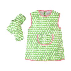 Coney Island 幼兒用防水美術圍裙+袖套組, 小象 綠色