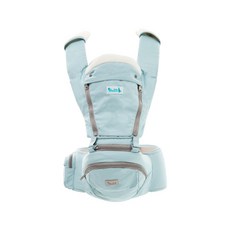 YODA 優的寶貝 全配花色透氣儲物座椅式揹帶 適用於3~36個月孩童 最大承重20公斤 附口水巾遮陽帽, 優雅藍, 700g