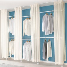 이지온 튼튼한 고정식 시스템 드레스룸 커튼 옷걸이 6단 행거 EO-S416, 아이보리