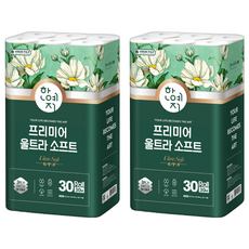 Hanyeji 3層 Premier 超柔軟 天然紙漿 衛生紙 30m, 30捲, 2個