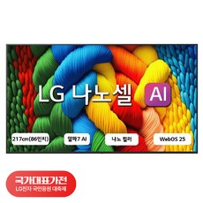 [국대가전 대축제] LG전자 4K UHD LED 나노셀 AI TV, 217cm(86인치), 86NANO80AEA, 벽걸이형, 방문설치