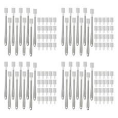 Serentic 一次性馬桶縫隙角落鍵盤刷 加長版 10p + 替換刷頭 20p 組, 4套, 灰色(刷子)