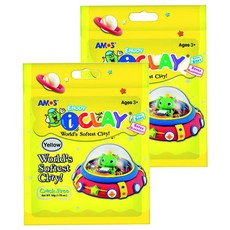 AMOS 阿摩司 超輕黏土, 50克袋裝，多種顏色可選, 黃色, 50g, 2包