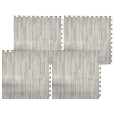 經典日式風耐磨 巧拼地墊 4片, 灰木紋, 1組