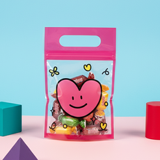 포포팬시 감성 일러스트 구디백 손잡이 지퍼백 포장봉투 미니, 하트, 100개