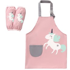 mouriuijip 兒童美術圍裙套組, 粉紅色
