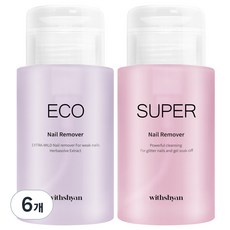 위드샨 대용량 펌프형 네일리무버 슈퍼 200ml + 에코 200ml 세트, 6개