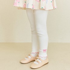 hejmini 女童蝴蝶結刺繡羅紋內搭褲