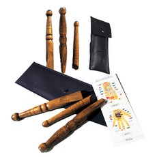 믹스어블 간편한 고급 원목 셀프지압봉 3종 + 가죽케이스 세트, 2세트, 곤색